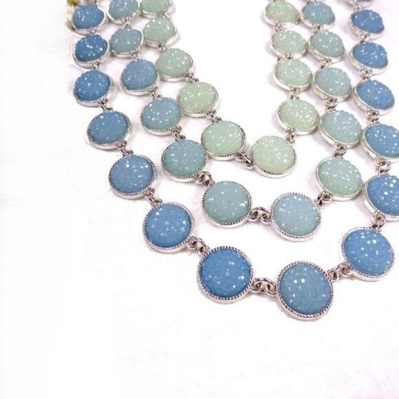 Charming Charlie 3 Strand Seaspray Glitter Necklace SIgned - Picture 9 of 10
